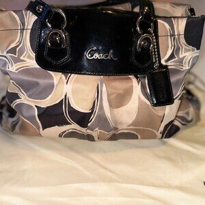 Coach Ashley Signature Satin Tote Bag Cream, Tan, Grey Black